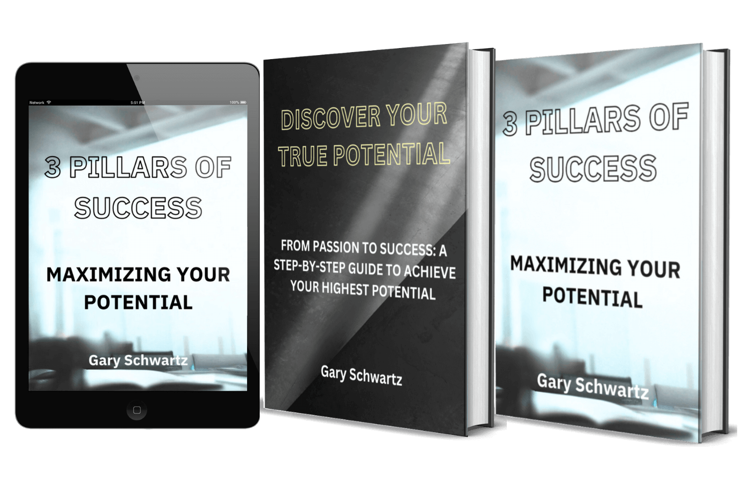 Showing Ipad and 2 Books for Discover Your True Potential