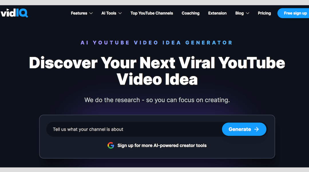 vidIQ YouTube Video Idea Generator